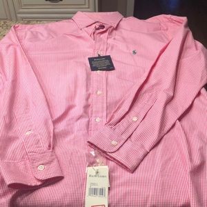 NWT Ralph Lauren Blake dress shirt in pink check and green horse small